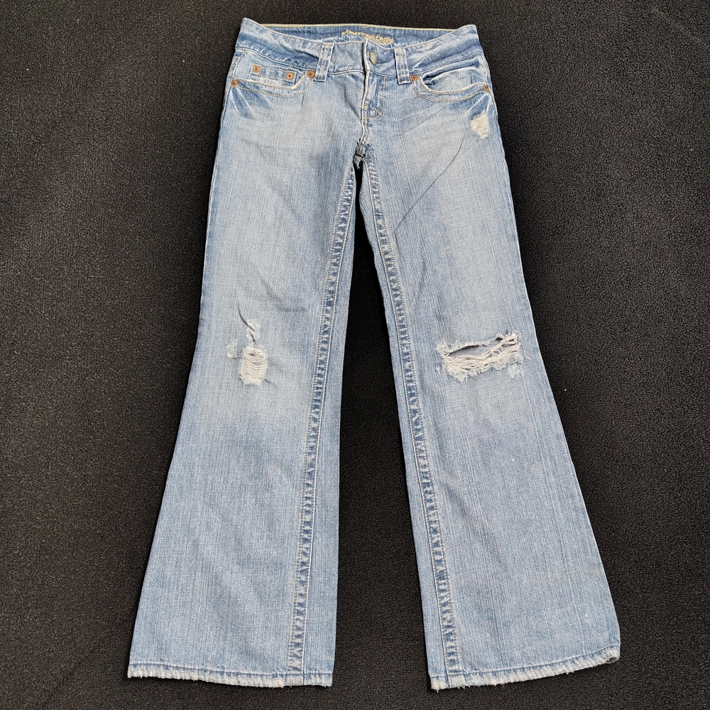 American Eagle Blue Boyfriend Denim Short Low Rise Jeans Size 2 Vintage Y2K